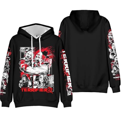 OUHZNUX 3D Lustiger Hoodie Terriifier Halloween Druck Kinder Pullover Winter Damen/Herren Halloween Cosplay Sweatshirt XS-3XL-A||XS von OUHZNUX