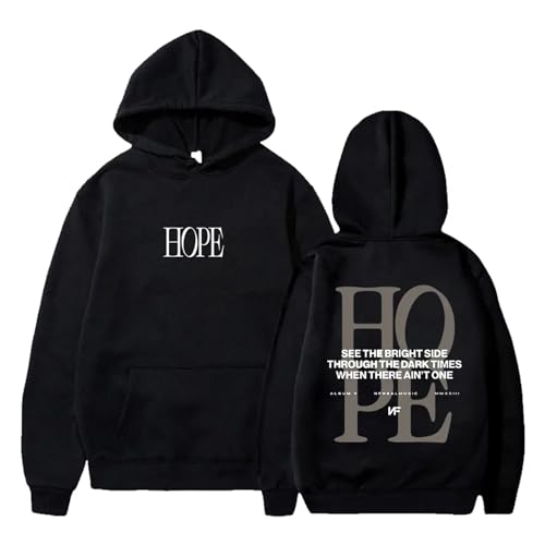 OUHZNUX Baumwolle Hoodie Rapper NF Hope Tour Hoodie Damen Langarm Pullover Herren Street Kapuzenpullover World Tour Hip Hop Bekleidung XS-3XL-Black||XS von OUHZNUX