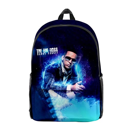 OUHZNUX Daddy Yankee Rucksack Rapper Charakter 3D-Druck Rucksack Herren/damen Retro Street Coole Sporttasche Student Schultasche von OUHZNUX