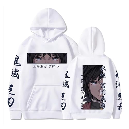 OUHZNUX Demon Slayer: Kimetsu No Yaiba Hoodie Sweatshirt Cool Retro Giyuu Tomioka Anime Augen Wintermode Übergroßer Hoodie XS-3XL-Black||XS von OUHZNUX