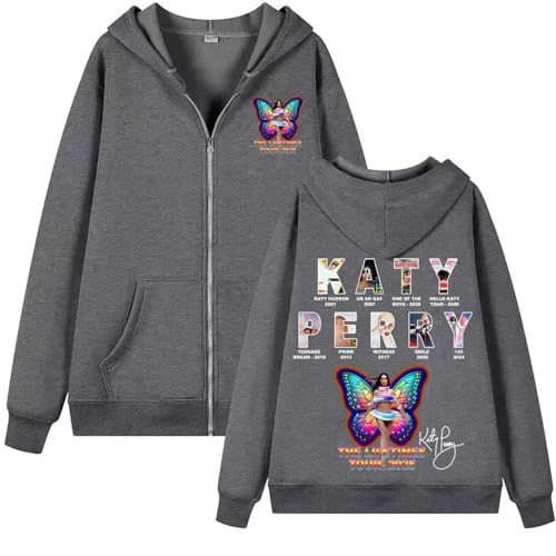 OUHZNUX Hoodie Katy Perry Tour Reißverschluss Hoodie Unisex Harajuku Hip Hop Vintage Zip Up Hoodies Männer Bodywarmer Fleece Sweatshirts S-XXL-Grey||l von OUHZNUX