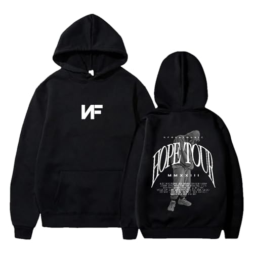 OUHZNUX Hoodie Rapper NF Hope Tour Hoodie Langarm Pullover Street Hip Hop Kleidung Damen Herren Kapuzenpullover World Tour XS-3XL-Black||XS von OUHZNUX