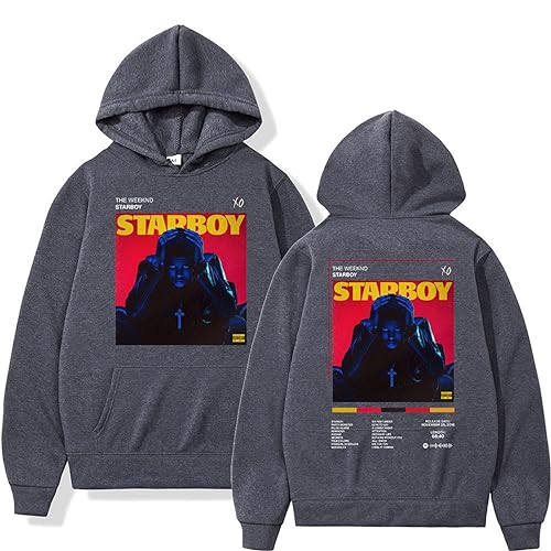 OUHZNUX Hoodie Rapper The Weeknd Hoodie Damen Casual Loose Sweatshirt Übergroße Herren Langarmjacke Kapuzenpullover Street Hip Hop Top XS-3XL-Black||XS von OUHZNUX