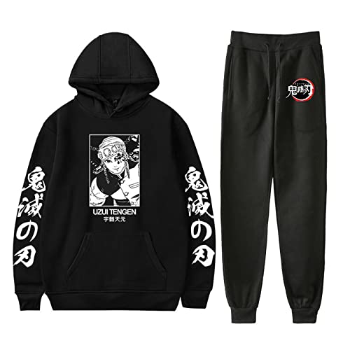 OUHZNUX Hoodie-Set Demon Slayer Anime Uzui Tengen Graphic Hoodies Top + Sporthosen Sweatshirts Männer Frauen Jungen Mädchen Unisex Streetwear Pullover Trainingsanzug Xxs-3Xl von OUHZNUX