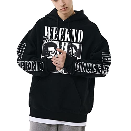 OUHZNUX Hoodie The Weeknd Graphic Kapuzenpullover Mann Pullover Männlich Lose Streetwear Herren Und Damen Hoodie Mit Tasche Übergröße Sweatshirt XS-4XL-Black||XS von OUHZNUX