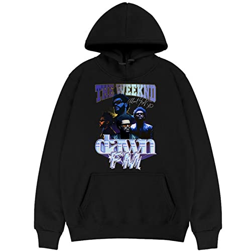 OUHZNUX Kapuzenjacke Mit Dawn FM The Weeknd Grafik Hoodie 90s Streetwear Männlich Hip Hop Mode Sweatshirt Mantel Männer Frauen Vintage Lose Übergröße Hoodies XS-4XL-Black||XS von OUHZNUX