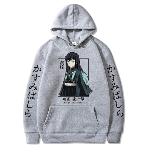 OUHZNUX Lustiger Hoodie Demon Slayer Damen Hoodies Übergroßes Sweatshirt Harajuku Anime Muichiro Tokito Bedruckter Kapuzenpullover Mädchen Pullover XS-3XL-Black||XS von OUHZNUX