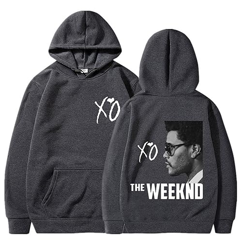 OUHZNUX The Weeknd XO Bedrucktes Sweatshirt Unisex Hoodie Retro Hip Hop Kleidung Hoodie Herrenmode Übergroßer Pullover Hoodie XS-3XL-Black||XS von OUHZNUX