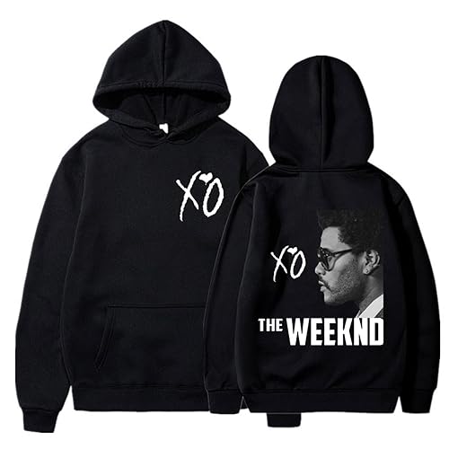 OUHZNUX The Weeknd XO Bedrucktes Sweatshirt Unisex Hoodie Retro Hip Hop Kleidung Hoodie Herrenmode Übergroßer Pullover Hoodie XS-3XL-Black||XS von OUHZNUX