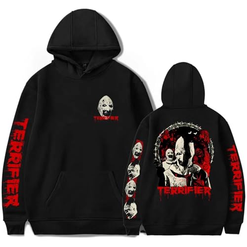 OUHZNUX Unisex Hoodie Terrifier Killl Hoodie Horrorfilm Merchandise Print Halloween Streetwear Wintermode Spaß Lässiges Sweatshirt XS-3XL-Black||XS von OUHZNUX