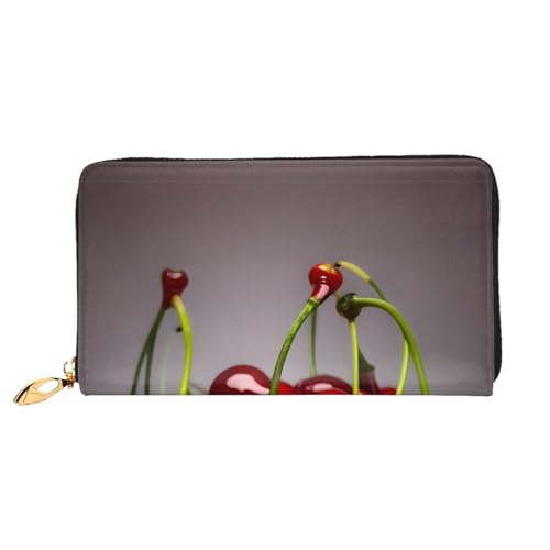 OUInbvv Chilean Cherry Handbrieftasche mit Metall-Reißverschluss, Passbuch und Scheckhalter, weiches, leichtes Design, Fächer von OUInbvv