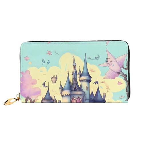 OUInbvv Fairytale Castle Handgeldbörse mit Metall-Reißverschluss, Passbuch und Scheckhalter, weiches, leichtes Design, Fächer von OUInbvv