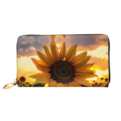OUInbvv Farm Sunflower Handbrieftasche mit Metall-Reißverschluss, Passbuch und Scheckhalter, weiches, leichtes Design von OUInbvv