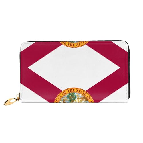 OUInbvv Flag of Florida Handbrieftasche mit Metall-Reißverschluss, Passbuch und Scheckhalter, weiches, leichtes Design, Fächer von OUInbvv