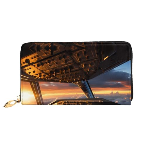 OUInbvv Flugzeug-Cockpit-Handbrieftasche mit Metall-Reißverschluss, Passbuch und Scheckhalter, weiches, leichtes Design, Fächer OUInbvv Flugzeug-Cockpit-Handbrieftasche mit Metall-Reißverschluss, Passbuch und Scheckhalter, weiches, leichtes Design, Fächer von OUInbvv