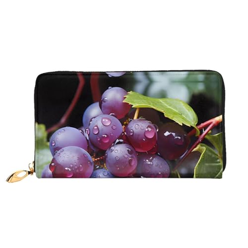 OUInbvv Fresh Grapes Handgeldbörse mit Metall-Reißverschluss, Passbuch und Scheckhalter, weiches, leichtes Design von OUInbvv