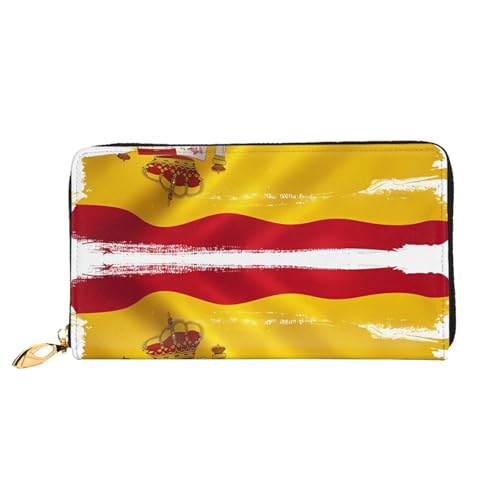 OUInbvv Geldbörse mit Spanien-Flagge, mit Metall-Reißverschluss, Passbuch und Scheckhalter, weiches, leichtes Design von OUInbvv