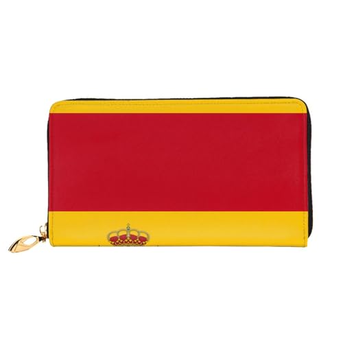 OUInbvv Geldbörse mit spanischer Flagge, mit Metall-Reißverschluss, Passbuch und Scheckhalter, weiches, leichtes Design von OUInbvv