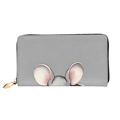OUInbvv Graue Ratten-Handgeldbörse mit Metall-Reißverschluss, Passbuch und Scheckhalter, weiches, leichtes Design, Fächer von OUInbvv
