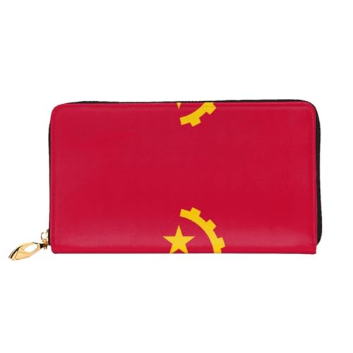OUInbvv Handtasche mit Angola-Flagge, mit Metall-Reißverschluss, Passbuch und Scheckhalter, weich, leicht, Design von OUInbvv