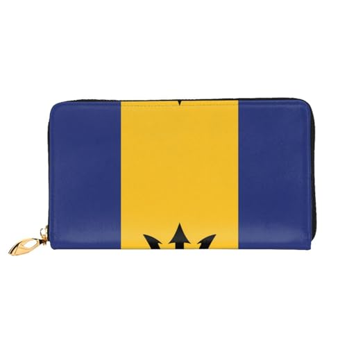 OUInbvv Handtasche mit Flagge von Barbados, mit Metall-Reißverschluss, Passbuch und Scheckhalter, weiches, leichtes Design von OUInbvv