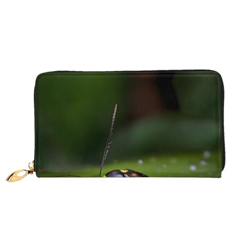 OUInbvv Insekten auf Blättern, Handgeldbörse mit Metall-Reißverschluss, Passbuch und Scheckhalter, weiches, leichtes Design, Fächer von OUInbvv