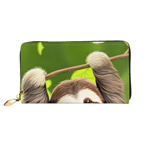 OUInbvv Niedliche Faultier-Geldbörse mit Metall-Reißverschluss, Passbuch und Scheckhalter, weiches, leichtes Design von OUInbvv