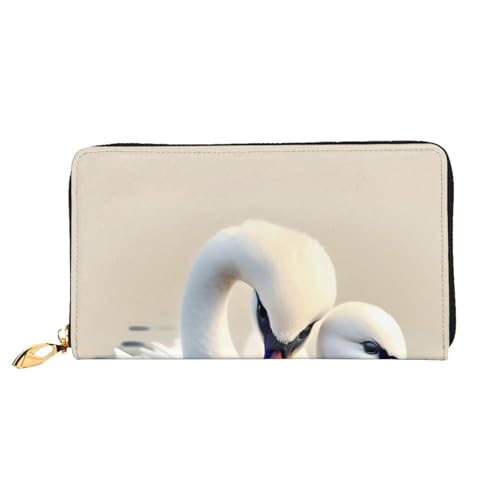 OUInbvv Niedliche kleine Schwan-Handgeldbörse mit Metall-Reißverschluss, Passbuch und Scheckhalter, weiches, leichtes Design, Fächer von OUInbvv