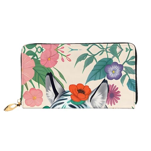 OUInbvv Niedliche weiße Tiger-Handgeldbörse mit Metall-Reißverschluss, Passbuch und Scheckhalter, weiches, leichtes Design von OUInbvv