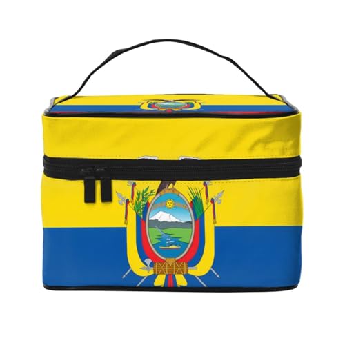 OUInbvv Reise-Kosmetiktasche mit Ecuador-Flagge und Organizer mit mehreren Fächern, großes Fassungsvermögen, Polyester-Twill-Tasche für Fitnessstudio, Camping und Geschäftsreisen von OUInbvv