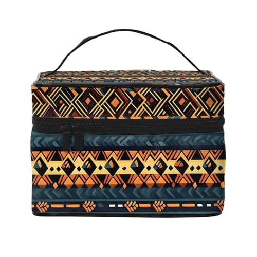 OUInbvv Reise-Kosmetiktasche mit Ethno-Textur, afrikanischer Stammesstruktur, Organizer mit mehreren Taschen, großes Fassungsvermögen, Polyester-Twill-Tasche für Fitnessstudio, Camping und von OUInbvv