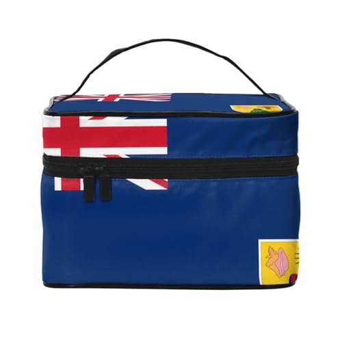OUInbvv Reise-Kosmetiktasche mit Flagge der Turks- und Caicosinseln, mit Organizer mit mehreren Fächern, großes Fassungsvermögen, Polyester-Twill-Tasche für Fitnessstudio, Camping und Geschäftsreisen von OUInbvv