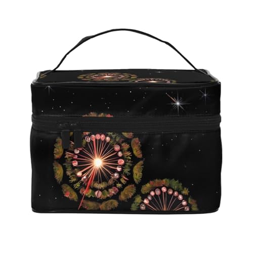 OUInbvv Reise-Kosmetiktasche mit Löwenzahn-Design, mit Organizer mit mehreren Fächern, großes Fassungsvermögen, Polyester-Twill-Tasche für Fitnessstudio, Camping und Geschäftsreisen von OUInbvv