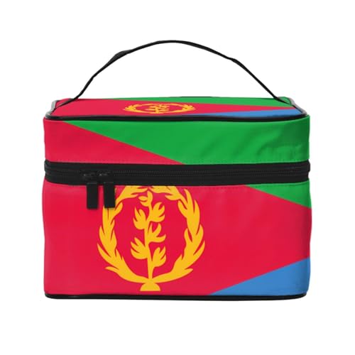 OUInbvv Reise-Kosmetiktasche mit eritreischer Flagge, Organizer mit mehreren Taschen, großes Fassungsvermögen, Polyester-Twill-Tasche für Fitnessstudio, Camping und Geschäftsreisen von OUInbvv