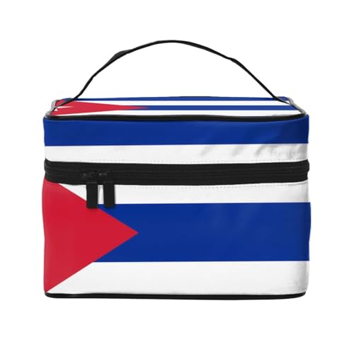 OUInbvv Reise-Kosmetiktasche mit kubanischer Flagge, Organizer mit mehreren Fächern, großes Fassungsvermögen, Polyester-Twill-Tasche für Fitnessstudio, Camping und Geschäftsreisen von OUInbvv