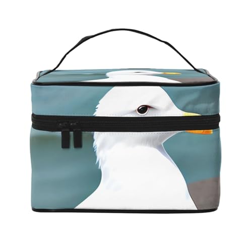 OUInbvv Reise-Kosmetiktasche mit niedlichem Möwen-Design, Organizer mit mehreren Fächern, großes Fassungsvermögen, Polyester-Twill-Tasche für Fitnessstudio, Camping und Geschäftsreisen von OUInbvv
