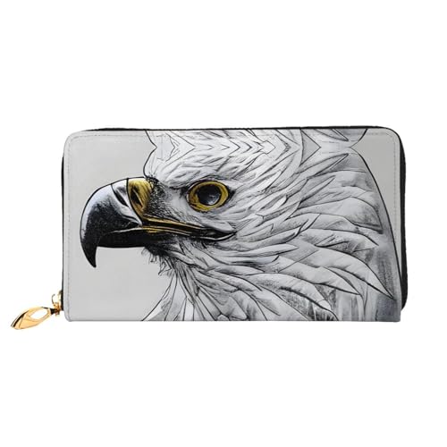 OUInbvv Skizzieren eines Adler-Handgeldbörse, mit Metall-Reißverschluss, Passbuch und Scheckhalter, weiches, leichtes Design, Fächer von OUInbvv
