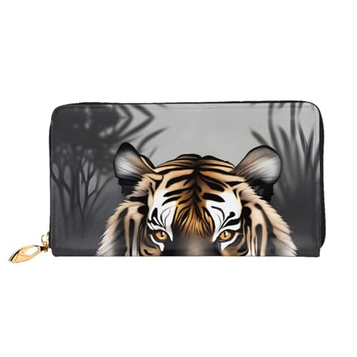 OUInbvv Tiger at Rest Handgeldbörse mit Metall-Reißverschluss, Passbuch und Scheckhalter, weiches, leichtes Design, Fächer von OUInbvv
