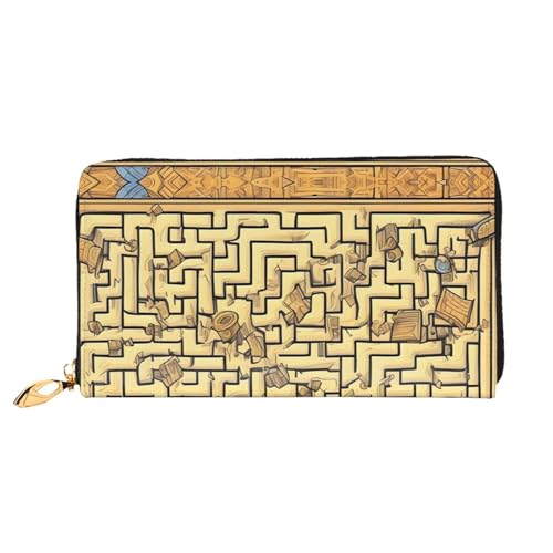 OUInbvv Treasure Maze Handgeldbörse mit Metall-Reißverschluss, Passbuch und Scheckhalter, weiches, leichtes Design, Fächer OUInbvv Treasure Maze Handgeldbörse mit Metall-Reißverschluss, Passbuch und Scheckhalter, weiches, leichtes Design, Fächer von OUInbvv