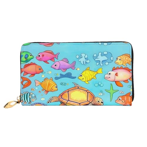 OUInbvv Turtle and Fish Handheld Wallet with Metal Zipper Passbook and Check Holder Soft Lightweight Design Compartments OUInbvv Turtle and Fish Handheld Wallet with Metal Zipper Passbook and Check Holder Soft Lightweight Design Compartments von OUInbvv