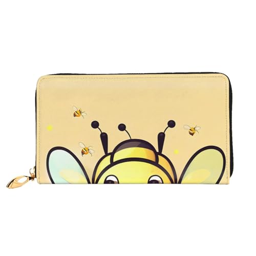 OUInbvv Yellow Bee Handgeldbörse mit Metall-Reißverschluss, Passbuch und Scheckhalter, weiches, leichtes Design, Fächer von OUInbvv