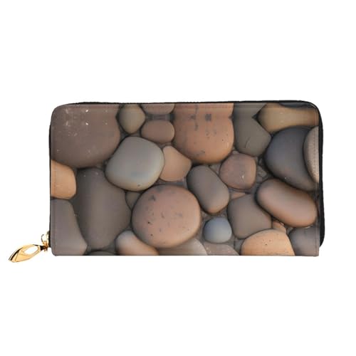 Pebbles in the Beach Handgeldbörse mit Metall-Reißverschluss, Passbuch und Scheckhalter, weiches, leichtes Design von OUInbvv