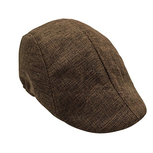 OULII Schirmmützen Schiebermütze Flachs Baskenmütze Freizeit Sport Cap Unisex Mütze (Braun) von OULII