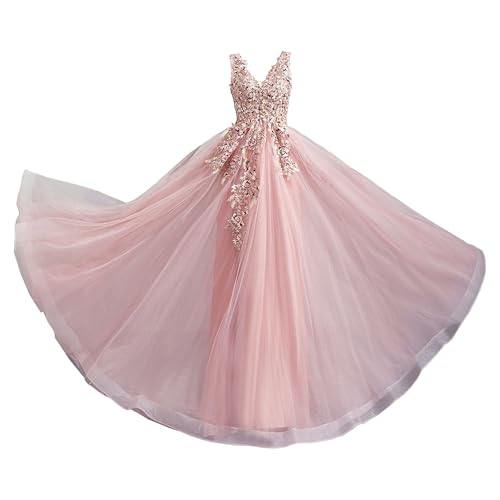 OULIWANGLUO Damen Einfarbige Tüll Lange Abendkleid Slim Elegant Hochzeit Cocktailkleid Hochzeitsgäste Partykleid Maxi Kleider (Altrosa1,XS) von OULIWANGLUO