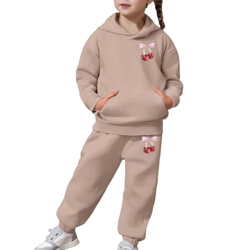 Baggy Jogginganzug Kinder Trainingsanzug 2 Teiliges Outfit Mädchen Junge Hoodie Und Jogginghose Kirschdruck Sportanzug mit Kordelzug und Kängurutasche Y2K Streewear Tracksuit Bekleidungssets von OUMSHBI