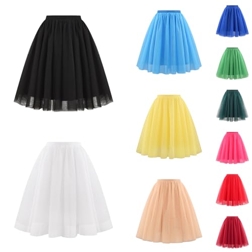 Damen Tütü Rock Einfarbig Karneval Kostüme Hohe Taille Faltenrock Tüll Petticoat Unterrock Tanzkleidung Damen Ballett Kurzer 80er Faschingskostüme Cosplay Party Zubehör Hosenrock Für Frauen von OUMSHBI