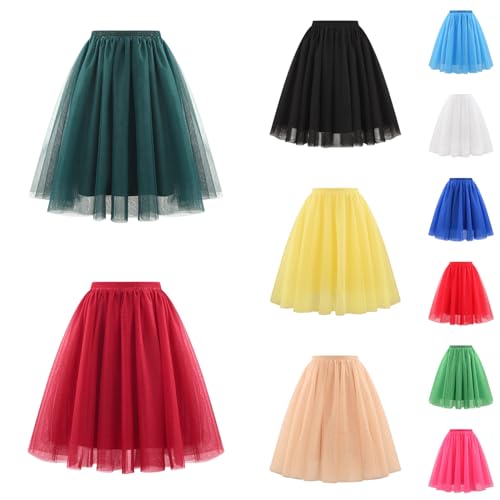 Damen Tütü Rock Einfarbig Karneval Kostüme Hohe Taille Faltenrock Tüll Petticoat Unterrock Tanzkleidung Damen Ballett Kurzer 80er Faschingskostüme Cosplay Party Zubehör Hosenrock Für Frauen von OUMSHBI