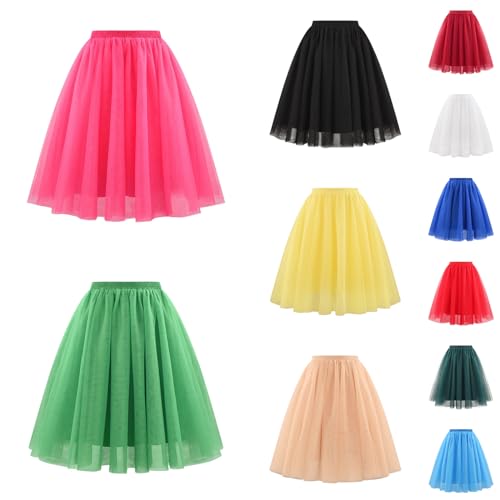 Damen Tütü Rock Einfarbig Karneval Kostüme Hohe Taille Faltenrock Tüll Petticoat Unterrock Tanzkleidung Damen Ballett Kurzer 80er Faschingskostüme Cosplay Party Zubehör Hosenrock Für Frauen von OUMSHBI