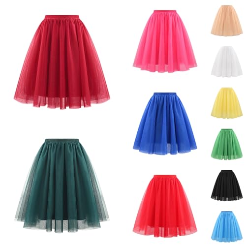Damen Tütü Rock Einfarbig Karneval Kostüme Hohe Taille Faltenrock Tüll Petticoat Unterrock Tanzkleidung Damen Ballett Kurzer 80er Faschingskostüme Cosplay Party Zubehör Hosenrock Für Frauen von OUMSHBI