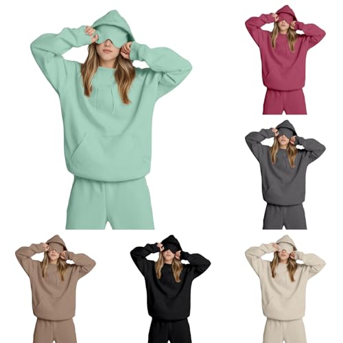 Kapuzenpullover Damen Oversize mit Integrierter Augenmaske, Reise Hoodie Flugzeugmodus, Einfarbig Baumwolle Hoodies mit Versteckten Taschen Und Gummizug Kapuzenpulli für Flugreisen,Travel von OUMSHBI